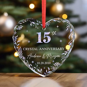 Personalized Crystal 15th Anniversary Glass Ornament, 15th Wedding Anniversary Gift, 15th Wedding Anniversary, Gift for Parents Husband Wife - Etsy