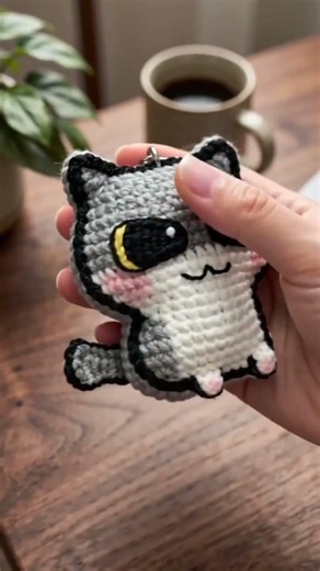 Too Cute to Resist! 🧶 DIY Crochet Chonky Cat Keychain Tutorial 🐾