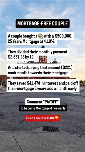 Switching your monthly payment to Accelerated Bi-weekly/weekly payments will have the same benefits as well. If paying $3,000 a month, Start paying $1,500 every two weeks (Bi-Weekly) Comment "Payoff" To save interest and plan to become Mortgage-Free early. #financetips #Mortgage #MortgageTips #homebuying | Canadian Financial Literacy