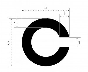 Landolt C Eye Test Chart broken ring medical illustration character...