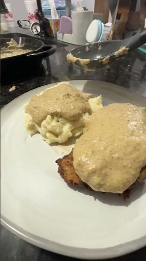 Homemade Chicken Fried Steak Smothered in Gravy 😮‍💨