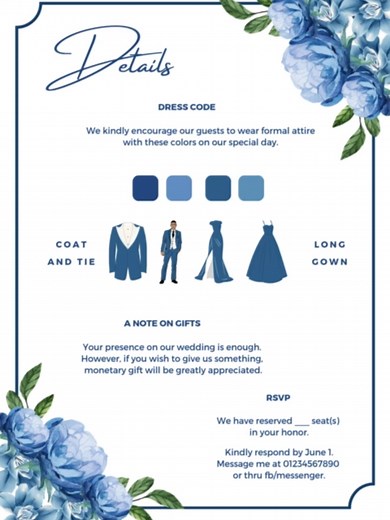 Dusty Blue & Sage Green Wedding Invitation Template