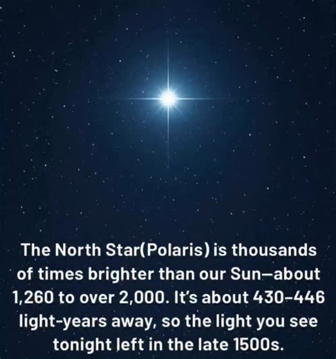 Polaris: The Timeless North Star 🌌 ✨ Polaris, also known as the North Star, is one of the most famous stars in the night sky. For thousands of years, sailors, travelers, and explorers have trusted Polaris to guide their journeys because it sits almost exactly above Earth’s northern axis. No matter the season, it always points to true north — making it nature’s built-in compass. What makes Polaris even more fascinating is that it’s not just one star, but a triple star system located about 433 li