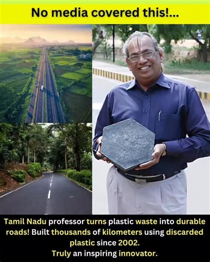 Dr. Rajagopalan Vasudevan, a retired chemistry professor from Thiagarajar College of Engineering, Madurai, Tamil Nadu, is widely credited with revolutionizing road construction in India by introducing an innovative method to incorporate plastic waste into road building. Since 2002, Dr. Vasudevan has advocated mixing shredded plastic waste with bitumen, creating a polymerized mix used in hot asphalt for road construction. This eco-friendly technique not only addresses the growing burden of plasti