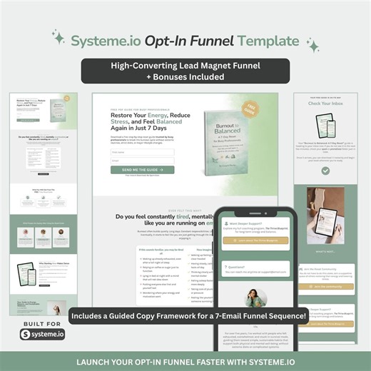 Systeme.io Opt-in Funnel Template for Coaches With Guided 7-email Sequence & Funnel Copy - Etsy