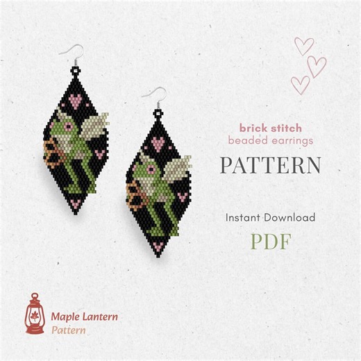 Cupid Frog Bead Earrings Pattern, Valentines Day Brick Stitch, Angel Scheme, Pdf Download, Toad - Etsy