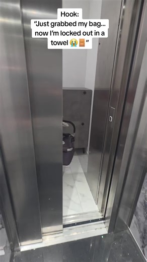 POV: You just wanted to grab your bag real quick… and suddenly you’re locked out standing in the hallway wrapped in nothing but a towel 😅🚪 At least the neighbors got an unexpected show today 💋#OopsMoment #FunnySituation #elevatorvibes