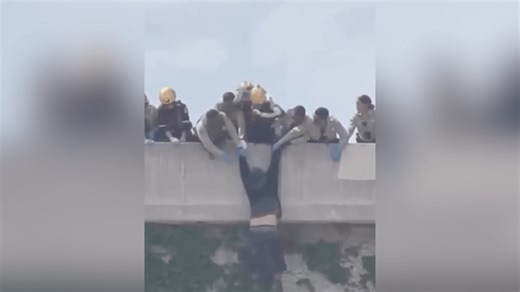 Video: Authorities save man from jumping off LA freeway overpass