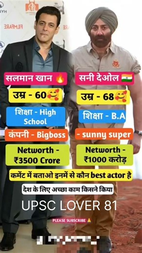कमेंट में बताओ इनमें से कौन सा Actor बेस्ट है salman khan vs Sunny deol😍#sunnydeoldail #salmankhan