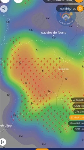 Recife Clima e Tempo 🌦☀️ on Instagram: "O aplicativo do WeatherBug detectou vários raios na noite dessa quarta-feira 19/11 nas proximidades de Petrolandia e Paulo Afonso. O sertão está sob alerta amarelo da APAC. De acordo com o ECMWF do Ventusky e Windy, pode ocorrer chuva pontualmente forte com raios e trovoadas."