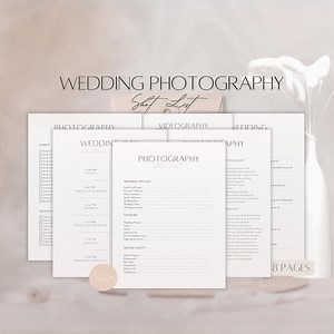 Wedding Photography Shot List, Checklist for Photographers, Wedding Timeline, Client Questionnaire, Photography Business Photo Forms, Canva - Etsy