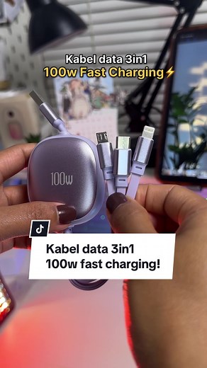 Replying to @p nih udah ada micro, kabel datanya 3in1 USB to Lightning micro & type C fast charing 100w #rekomendasikabeldata #kabeldata3in1 #kabeldatafastcharging