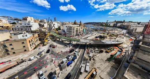 Watch: Heaviest piece of Msida flyover is installed