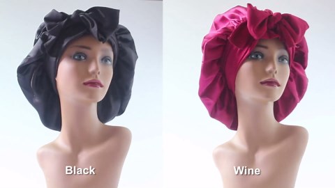 3pcs Satin Bonnets for Black Women, Large Silky Bonnet with Tie Band, Jumbo Braids Bonnet, A