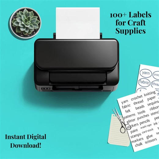 Craft Room Labels: Printable DIY Organization Tags (PDF Download) - Etsy