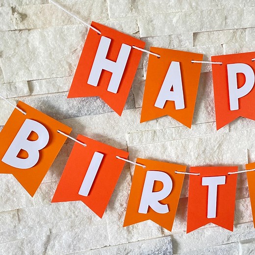 Happy Birthday Banner, Orange Birthday Banner, Custom Banner, Pumpkin Birthday Party, Party Decorations, Happy Birthday Garland, Party Decor - Etsy