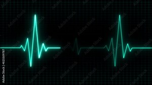 Heart rate monitor electrocardiogram EKG or ECG looping background . Heartbeat Medical Cardiogram Animation.