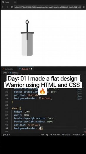 Day: 01 I made a Flat design warrior using HTML and CSS 🔥