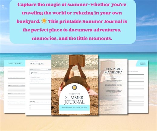 Printable Summer Journal | Travel & Staycation Memory Book | Vacation Keepsake | Digital Download Summer Diary - Etsy