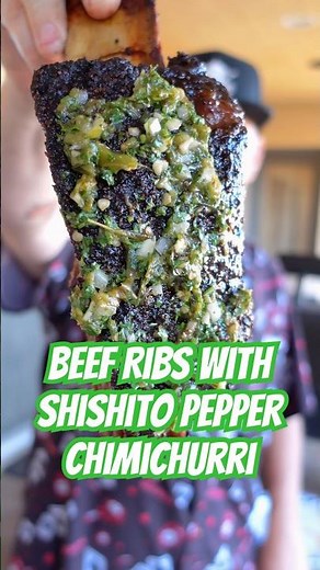 Beef Ribs With Shishito Pepper Chimichurri