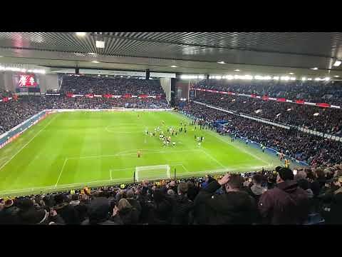 Rangers fans singing penny arcade after Europa league match V USG
