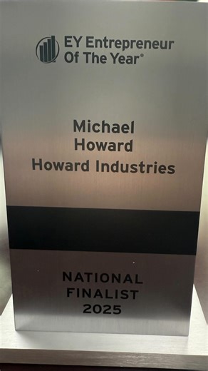 Michael Howard has been named an Entrepreneur Of The Year® 2025 National Finalist by Ernst & Young LLP (EY US). This recognition honors Michael’s leadership and the powerful legacy his parents began when they founded Howard Industries. Read the full press release to learn more about this incredible milestone at the link in our bio! | Howard Industries