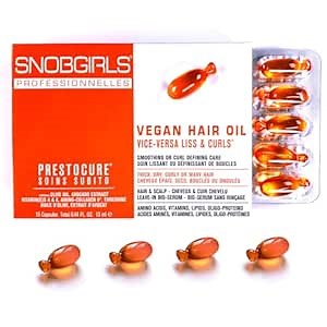 Anti Frizz Hair Oil Capsules – VICE-VERSA CURLS Vegan Leave-In Serum for Curly & Frizzy Hair w/Coconut, Avocado, Vitamins, Biotin & Hyaluronic Acid. Color Protection & Heat Protectant – 15 Ct