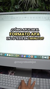 ¿Cómo aplicar el formato APA en tu tesis en 1 minuto? 😎 Si estuviste hasta el final, ya sabes que comentar… 👀 #Mayrabadajoz #tesis #tesisuniversitaria #estudianteuniversitario #herramientasdigitales | Mayra Badajoz