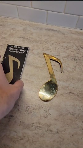 Vintage Brass Music Note Paper Weight - Etsy