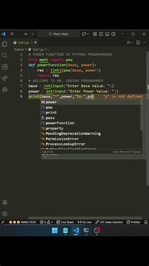 power function in python | day - 85 #python #shorts #youtubeshorts #viral #trending #shortvideo
