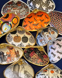 Halloween Decoupage Shells for Trinkets, Jewelry, Ring Holder, or Home Decor - Etsy