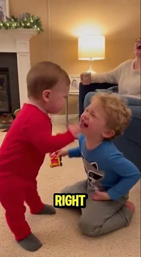 Toddler Tries to Be Angry, But His Brother Can't Sorry