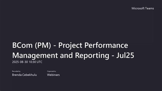 BCom (PM) - Project Performance Management and Reporting - Jul25-20250830_