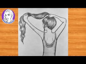 Easy way to draw a Girl with long hair for beginners / Step by step : Pencil sketch