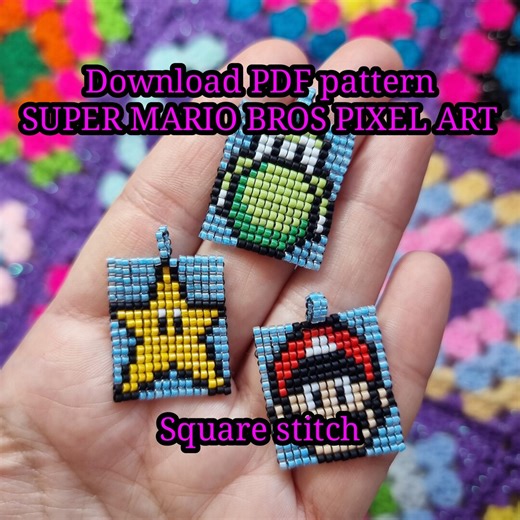 Super Mario Pixel Art Tiles *PDF PATTERN*, Peyote Stitch, Odd Stitch, Miyuki Delica, Bead Pattern, - Etsy