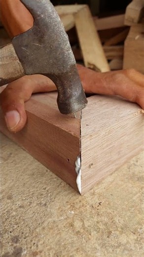 Manual Nail Technique for Strong Wood Joints! #woodworking #woodworkingtips #shorts