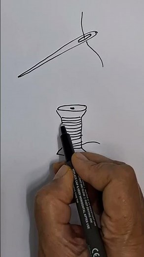 How to draw thread and needle 🧵 #drawing #tools4life #easydrawing #stitching