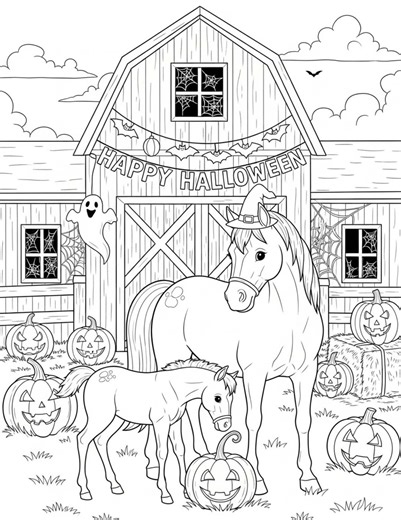 Horse Coloring Pages Adult and Kids, Halloween Coloring Pages, Horse Coloring Sheets Pdf Instant Download Printables- 8 Pages Pdf - Etsy