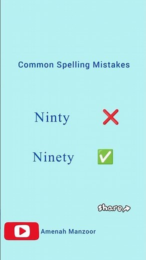 which is correct ninety or ninty ?Correct Spelling #Ninety or #ninty #90 #englishspellings