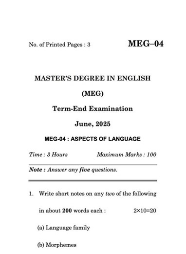 MEG–04 June 2025 | IGNOU Previous Year Question Paper