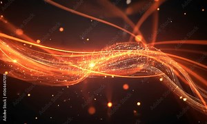 Abstract light trails with glowing particles creating a dynamic, energetic visual effect.