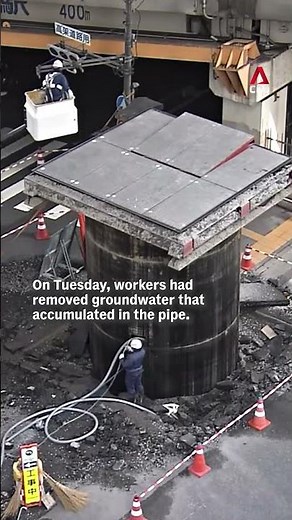 Investigations ongoing after giant pipe emerges from Osaka road