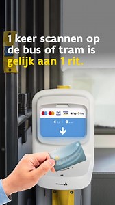 Maak van je bankkaart je vervoerbewijs. Koop contactloos een ticket aan de witte terminal. Overstappen? Scan je kaart opnieuw. | De Lijn