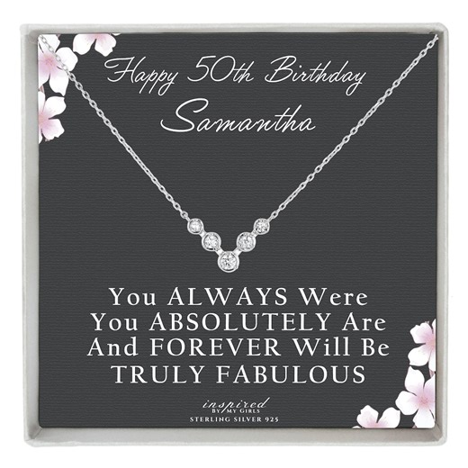 Personalized 50th Birthday Gift for Women, Sterling Silver 5 Stones for 5 Decades Necklace, Meaningful Keepsake Card, Ready to Give Gift - Etsy