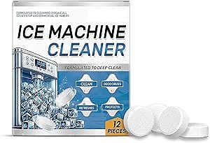 Ice Machine Cleaner Maker Descaler - 12 Clean Tablets Compatible with Opal, Kitchenaid, Nickel Safe Scale Remover for Countertop, Bulk 1 Year Supply