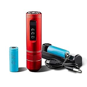 INKin Tattoo Machine Gun Wireless Rotary Tattoo Cartridges Pen with Replace Two Batteries Power Supply Custom Coreless Motor 2000mAh Great for Tattoo & Smp Red