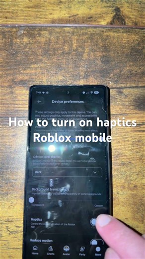 How to turn on haptics Roblox mobile