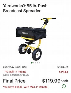 Yardworks Spreader or other recommendations