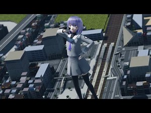 MMD giantess 巨大娘 ゆかりさんが小人の街で暴れるよ