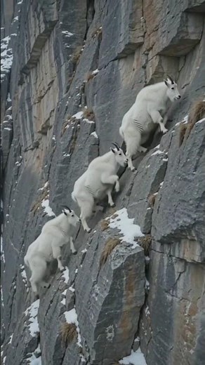 Mountain Goats on Impossible Cliffs 🐐 | Extreme Mountain Life in 4K | #dangerous #cliff #shorts